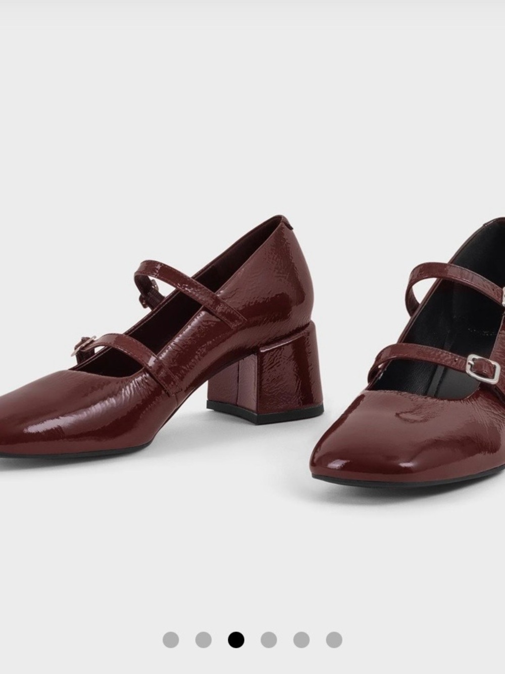 Patent-Effect Mary Jane Block Heels in Deep Wine